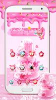 분홍색 달콤한 케이크 테마 로맨틱 귀여운 사탕 바탕 화면 포스터