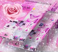 Pink Photo Grid Freestyle Collage Theme Affiche