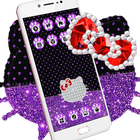 Pink Glitter Diamond Bowknot hello Kitty temaTheme icon