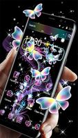 Colorful Neon Butterfly Theme پوسٹر
