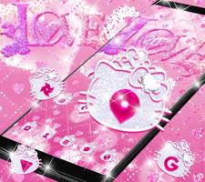 Beauty pink Kitty theme ,pink love wallpaper poster