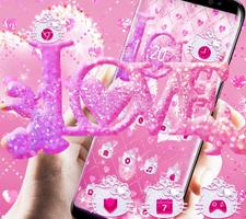 Beauty pink Kitty theme ,pink love wallpaper ảnh chụp màn hình 2