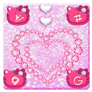 Sweet Kitty Theme Pink Heart Diamond wallpaper APK