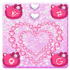 Sweet Kitty Theme Pink Heart Diamond wallpaper icône