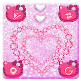 Sweet Kitty Theme Pink Heart Diamond wallpaper icône