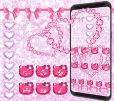 Sweet Kitty Theme Pink Heart Diamond wallpaper 스크린샷 1