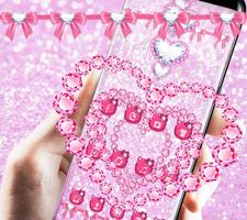 Sweet Kitty Theme Pink Heart Diamond wallpaper 스크린샷 2