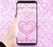 Sweet Kitty Theme Pink Heart Diamond wallpaper capture d'écran 3