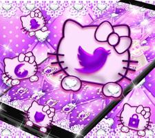 Lovely Purple Kitty Theme Affiche