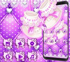 Lovely Purple Kitty Theme capture d'écran 1