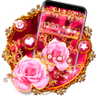 豪華玫瑰金絲綢主題 閃亮奢華金邊玫瑰壁紙