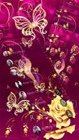 豪華閃亮的金色玫瑰花主題 奢華浪漫紫色壁紙 截圖 1