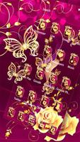 豪華閃亮的金色玫瑰花主題 奢華浪漫紫色壁紙 截圖 2