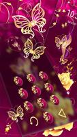 豪華閃亮的金色玫瑰花主題 奢華浪漫紫色壁紙 截圖 3