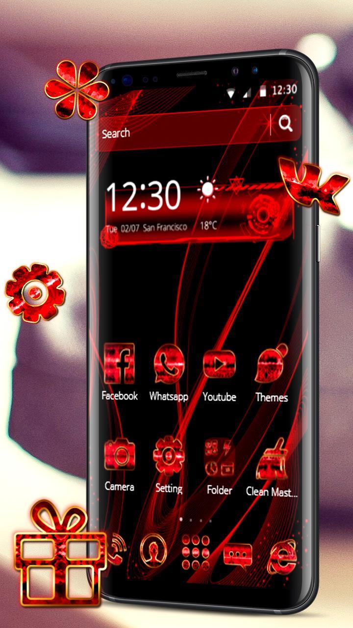 Android 用の クラシックなクールな黒と赤のテーマ クールな金色の赤い技術の壁紙 Apk をダウンロード
