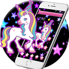 Rainbow Cute Unicorn Twinkle Stars Theme icône