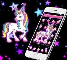 Rainbow Cute Unicorn Twinkle Stars Theme capture d'écran 1