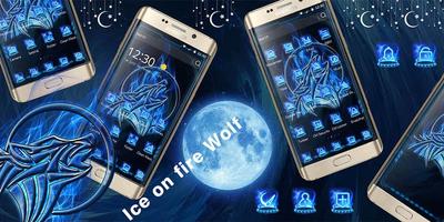 Ice moon fire wave mobile phone theme plakat