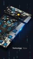 Tecnología azul ciencia ejército tema futuro Poster