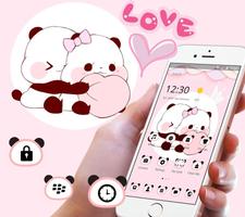 Pink Cute Panda Lovers Affiche