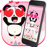 Pink Cute Panda Loving Hearts icon