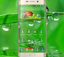 Green nature water drops wallpaper theme-poster