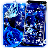 Bleu Rose Gouttes de pluie Thème icône