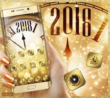 Golden Luxury Roman Clock 2018 Theme Affiche