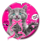 amusing cute cat theme pink wallpaper-icoon