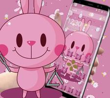 cute pink rabbit theme pink wallpaper poster