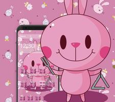 cute pink rabbit theme pink wallpaper screenshot 1