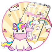 Android 用の かわいい虹ユニコーンテーマ かわいい漫画のスタイルの看板の壁紙 Apk をダウンロード