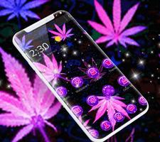 Purple Black Neon Rasta Weed Theme الملصق