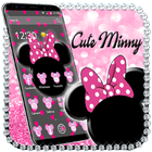 Pink Black Minny Bow Theme ikon