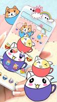 Cute Cup Cat Theme Affiche