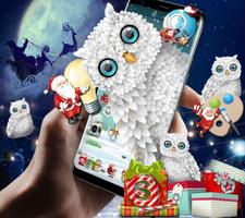 Cute Owl Christmas Theme Snowfield Wallpaper capture d'écran 1