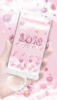 New Year Pink Kitty Theme पोस्टर