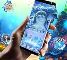 3D Dolphin Theme Blue Sea Wallpaper ảnh chụp màn hình 2