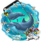 3D Pretty Dolphin Theme Blue Theme ikon