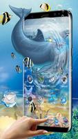 3D Pretty Dolphin Theme Blue Theme ポスター