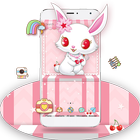 White Cute Rabbit Theme أيقونة