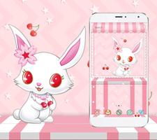 White Cute Rabbit Theme Cartaz