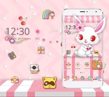 White Cute Rabbit Theme capture d'écran 1