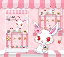 White Cute Rabbit Theme imagem de tela 2