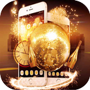 Golden Crystal Ball Theme With Fireworks Of City APK