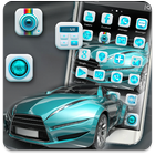 Blue Speeding Car Theme icône