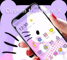 Custom Norch Ears Kitty Theme for iPhone X Plakat