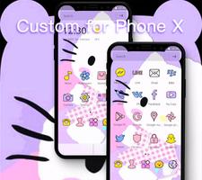 Custom Norch Ears Kitty Theme for iPhone X Ekran Görüntüsü 2