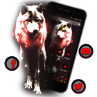 Red Dark Vintage Wolf Theme icône