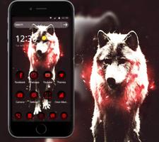 پوستر Red Dark Vintage Wolf Theme